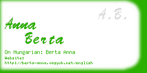 anna berta business card